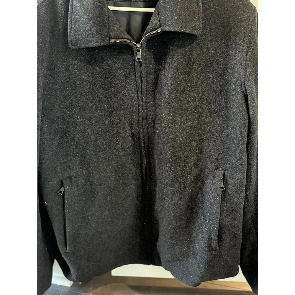 BANANA REPUBLIC BRAND~Men’s (Large) Dark Gray Wool Bomber Coat/Jacket, Outerwear - Picture 4 of 10